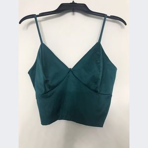 Windsor satin teal crop top